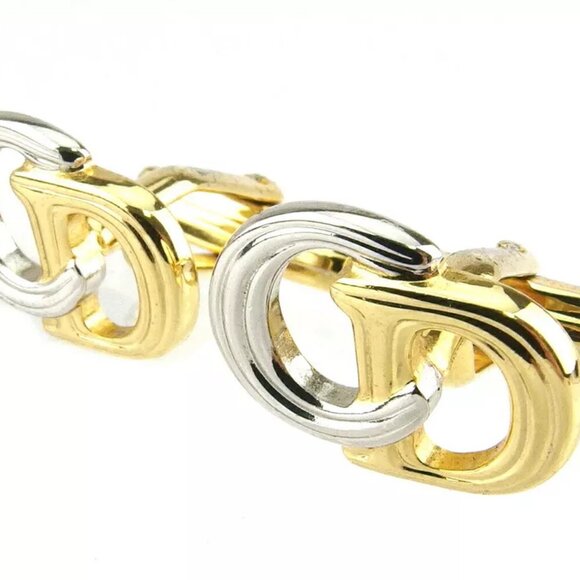 Dior cuff CD mark Gold & Silver hardware Authentic Used T19816